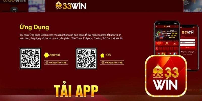 Giao diện chính sau khi tải app 33WIN